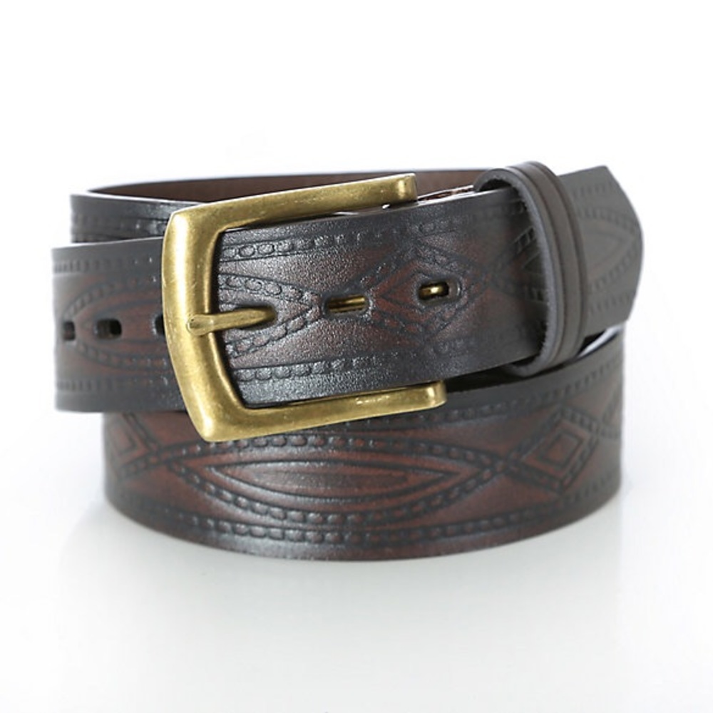 WRANGLER® MENS BELT DIAMOND ROPE EMBOSSED-BROWN-42